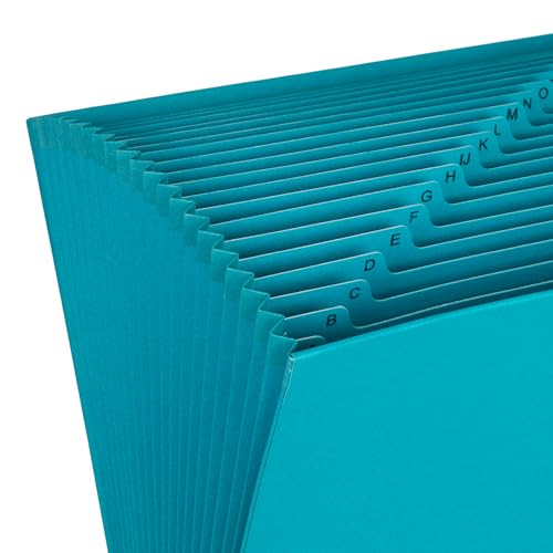 Blue Summit Supplies A-Z Accordion File Organizer, 21 Pockets, Teal | 12 x 10 in, 21 alphabetical pockets, expanding accordion file, for bills, receipts, and document organization