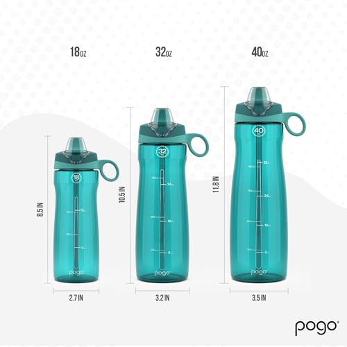 Pogo BPA-Free Tritan Plastic Water Bottle with Soft Straw Lid, 18 Oz, Teal - color: Teal