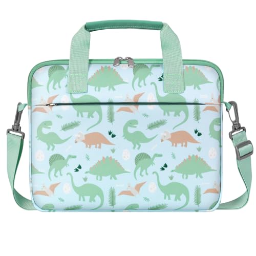 Dadanism Tablet Bag for Kids, 12.5 Inch Portable Tablet Sleeve Carrying Case with Handle & Shoulder Strap, Fits Fire HD 10 Kids (Pro) 13th/11th Gen 2023/2021, Fire Max 11 13th Gen, Green Dinosaur - color: Green Dinosaur, size: 12.5 inch