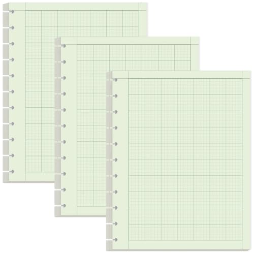 Yaridar (3-Pack) Letter Size Discbound Engineering Paper - 150 Sheets/300 Pages Graph Paper, 11 TUL Disc 100Gsm Green Tint Paper, 5 x 5 Graph Rule on Back, 8-1/2" x 11" - size: 3-Pack, style: 11-Disc/Letter Size