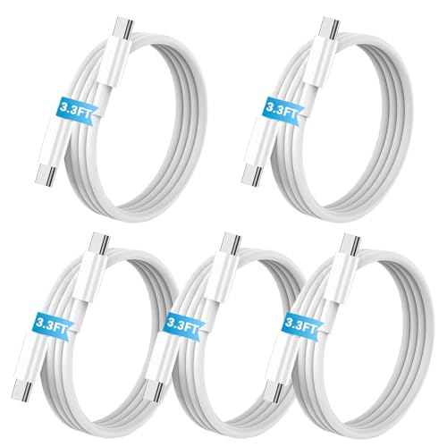 Gartmost [5-Pack] USB C to C 60W Fast Charging Cable, 480 Mbps Data Transfer【5 * 3.3ft】,PD 3.0 Compatible with iPhone 15/16 Plus Pro Pro Max, MacBook Pro/Air, iPad Pro/Air/mini and More（White） - size: 3.3ft+3.3ft+3.3ft+3.3ft+3.3ft