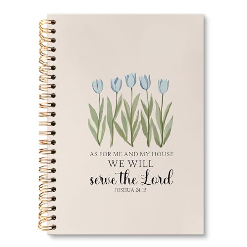 huester Christian Tulip Floral Notebook Journal, Religious Journal for Women, as for Me and My House We Will Serve Bible Notebooks for Note Taking, Bible Hardcover Spiral Notebook, 5.5x8.3 Inch - color: Christian04
