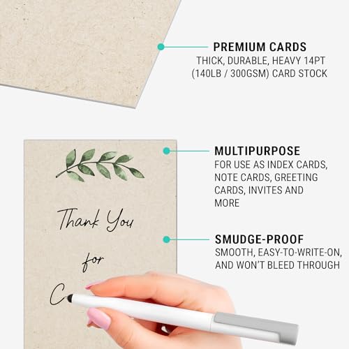 321Done Blank Note Cards, 4x6 Thick Cardstock - Greenery Leaves Tan Card Stock, Notecards & Stationery for Writing, Stamping, Printing - Made in USA, Set of 50 - No Envelopes - color: Greenery, Tan, size: 4x6, Vertical