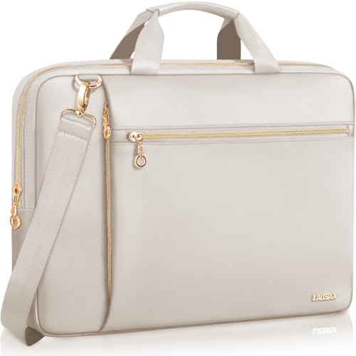 Laptop Case Bag Women Men Computer Sleeve Compatible with MacBook/Dell/HP/Acer/ASUS/LG, Waterproof Shoulder Carrying Briefcase, Beige, 17-17.3 Inch - color: Beige, size: 17.3 inch