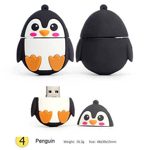 5X8GB Cute Animals USB Flash Drive with Chain Bee Fox Owls Penguin Pen Drive Gifts for School Kids and Students Valentine's Day Gift (Pack of 5 Animals) - color: 5xAnimals, size: 8GB