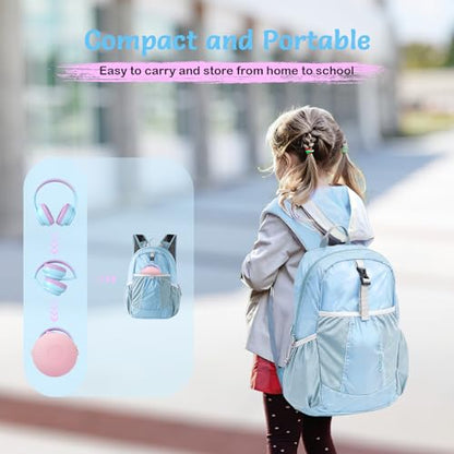 TONOSHARK Kids Bluetooth Headphones with Active Noise Cancelling, Wireless Over-Ear Headphones for Boys Girls, Foldable, Adjustable, 40H Playtime, Mic for School Travel (Purple Blue) - color: Purple blue