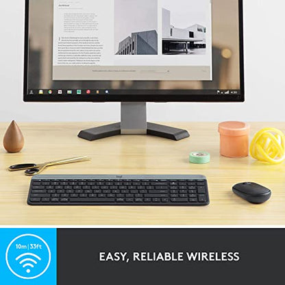 Logitech MK470 Slim Wireless Keyboard and Mouse Combo - Modern Compact Layout, Ultra Quiet, 2.4 GHz USB Receiver, Plug n' Play Connectivity, Compatible with Windows - Graphite - color: Graphite