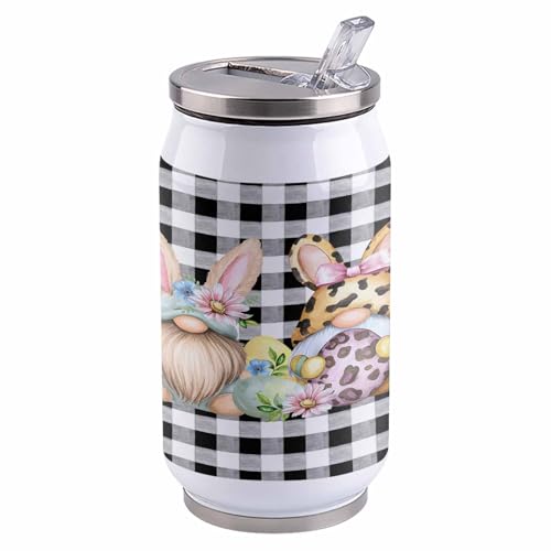 Easter 14oz Stainless Steel Tumbler with Lid & Straw-Double Wall Vacuum Insulated Travel Mug Gnome Eggs Spring Daisy Water Bottle Coffee Beverage Drinks Cup - size: 14 Ounces