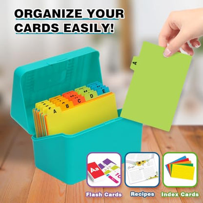 H4D Index Card Holder 4x6 Inches with 25 Plastic Dividers, Teal - color: Teal, size: 4x6 inch