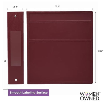Carstens 2-Inch Heavy Duty 3-Ring Binder - Side Opening, Wine, Durable Plastic, Precision No-Gap Rings, Waterproof Covers, No Pockets, Holds 300 Letter-Sized Sheets, BPA-Free, Made in USA (2823-3R) - color: Burgundy, size: Individual