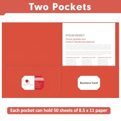 Two Pocket Folders, PANDRI 50 Pack 2 Pocket Folders, Letter Size Paper File Folder for School Office Home Business, Red - color: Red