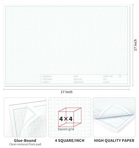 Isometric Graph Paper, 11"x17" Dot Grid Paper, 0.25" Grid, 50 Sheets Landscape, Easy-Tear Glue-Bound, 11"x17" Cardboard Backing, for Drafting, Engineering, Architect Designers - color: 1 Pack-Dot Grid (50 Sheets/Pad), size: 11" x 17"Landscape