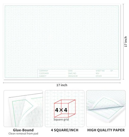 Isometric Graph Paper, 11"x17" Dot Grid Paper, 0.25" Grid, 50 Sheets Landscape, Easy-Tear Glue-Bound, 11"x17" Cardboard Backing, for Drafting, Engineering, Architect Designers - color: 1 Pack-Dot Grid (50 Sheets/Pad), size: 11" x 17"Landscape