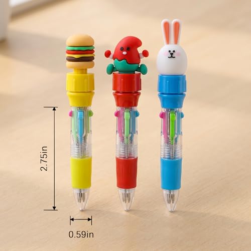 Ddaowanx 24 Pcs Mini Ballpoint Pens for Kids Party Favors,4-in-1 Multicolor Pens with Kawaii Rotate Pen Top–Birthday,End of School Year Gifts,Classroom Prizes,Stocking Stuffers,Teacher Supplies - color: 24Pcs-Cute