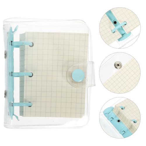 Hohopeti Mini Three-ring Binder Notebook with Blue Clip, Portable Loose-leaf Notepad for Students, Adorable Pocket Binder Suitable for School and Daily Notes