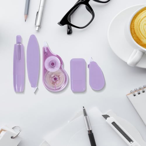 5pcs Multi-function Correction Tape Set with Silent Roller Design Plastic Dispenser for Instant Corrections on Business Trips and On-the-go Needs