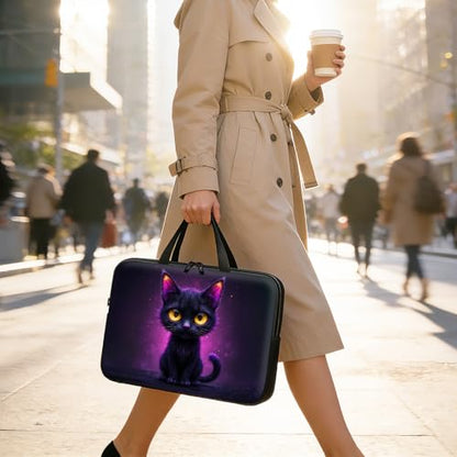 Laptop Bag 15.6 Inch,Resistant Shockproof Laptop Sleeve Case Protective Cover Carrying Case with Handle Compatible for HP Dell Lenovo Acer Asus Notebook Computer,Big-Eyed Black Cat - color: Big-eyed Black Cat, size: 15-15.6 in