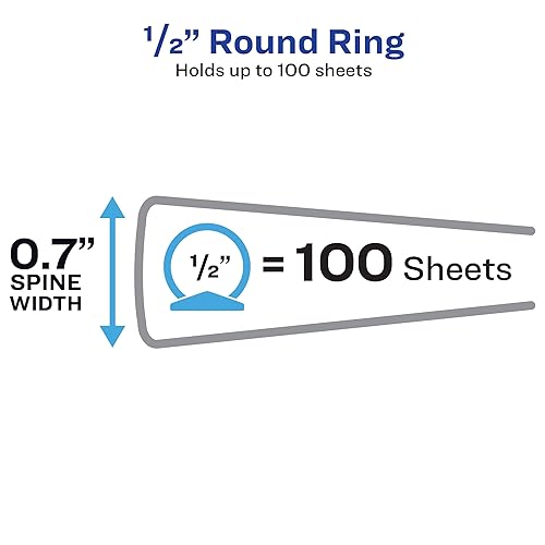 Avery Economy View 3 Ring Binder, 0.5" Round Rings, 100-Sheet Capacity, 0.7 Inch Wide Spine, Great for Home, School Supplies, Office, or Organization Needs, 1 Black Binder (05751) (Pack of 12) - size: 1 Count (Pack of 12)