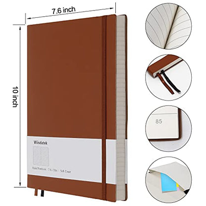 B5 College Ruled Notebooks - 2 Pack B5 Large Journal Notebooks with 376 Numbered Pages,100gsm Thick Lined Paper,Soft PU Leather Cover,7.6 X 10 inch(BROWN) - color: Brown