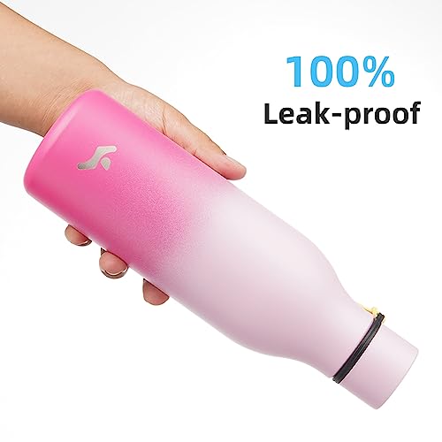 Konokyo Insulated Water Bottle with Strap,18 oz Double Wall Stainless Steel Vacuum Bottles Metal Water Flask,Cherry - color: Cherry, size: 18 Ounces