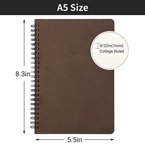 EUSOAR Hardcover Spiral Lined Notebook, A5 1pack 5.5"X8.3" 160 Pages College Ruled Travel Writing Notebooks Journal, Memo Notepad Sketchbook, Students Office Business Subject Diary Book Journal - color: Coffee, size: 1 Pack