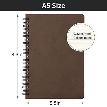 EUSOAR Hardcover Spiral Lined Notebook, A5 1pack 5.5"X8.3" 160 Pages College Ruled Travel Writing Notebooks Journal, Memo Notepad Sketchbook, Students Office Business Subject Diary Book Journal - color: Coffee, size: 1 Pack