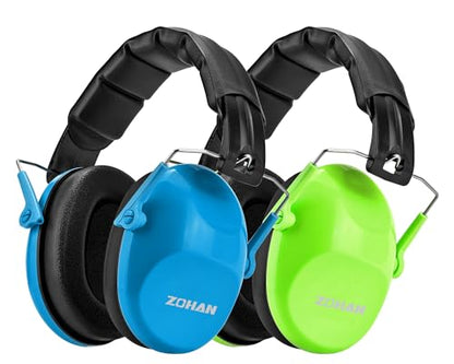ZOHAN Kids Noise Cancelling Headphones - 25dB NRR Kids Ear Protection 2 Pack, Hearing Protection Safety Ear Muffs for School Monster Truck Fireworks Travel Studying Concerts Autism, Blue and Green - color: 2pack - Blue+green