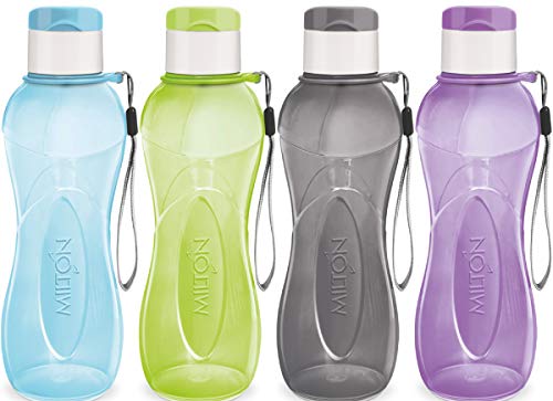 MILTON Sports Water Bottle Kids Reusable Leakproof 25 Oz 4-pack Plastic Wide Mouth Large Big Drink Bottle BPA & Leak Free With Handle Strap Carrier For Cycling Camping Hiking Gym Yoga - color: Pastel 4 pack