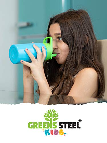 Kids Water Bottle - 12oz Pink | Leak Proof With Straw & Handle | 24 Hours Cold | Insulated, Double Wall Stainless Steel | Easy Sip Toddler Cup | Child's Flask | Eco Friendly - color: Pink