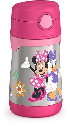 THERMOS Vacuum Insulated Stainless Steel 10oz Straw Bottle, MINNIE MOUSE (Pack of 3) - color: Minnie Mouse, size: 10 Ounces (Pack of 3)