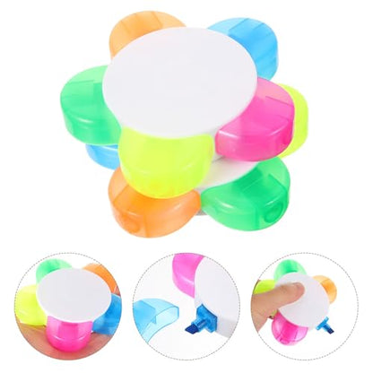 DOITOOL 10pcs Flower Shape Fluorescent Highlighter Pens with 5 Colors, Portable and Lightweight Design for Studying Essentials and Annotation Highlighters, Creative Petal Style