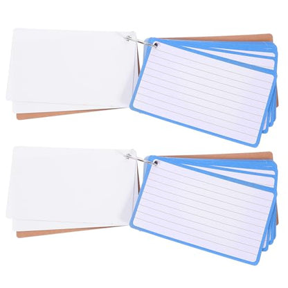 OSALADI Lined Flash Cards with Ring 60 Colored Ruled Index Cards Per Book Thickened Blank Note Supply for Office Study 2pcs Total 120 Sheets