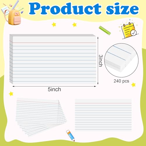 White Index Cards 3x5 Inch Flash Cards Note Cards for School College | 240 Count Heavyweight Flashcards, Nursing School Essentials - color: White-240 Count, size: 3x5
