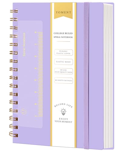 Yoment Spiral Notebook College Ruled A5 Spiral Bound Journal 160 Pages Thick Paper Plastic Hardcover Spiral Notebook 5x7 Wire Bound Notebooks for Note Taking School Office Supplies, Purple - color: Purple, style: C - Line - A5