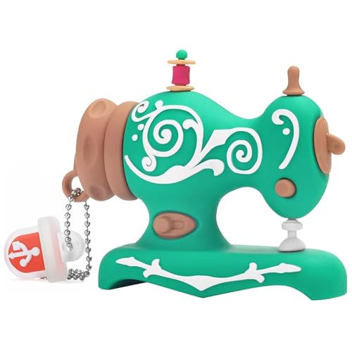 BorlterClamp 32GB USB Flash Drive Cute Cartoon Sewing Machine Model Memory Stick, Gift for Students and Children (Green) - color: 32GB green