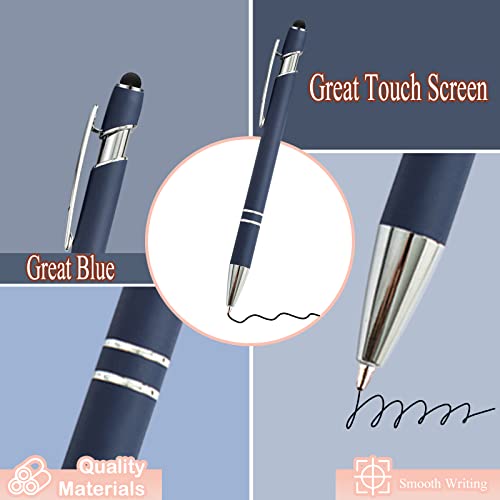 PASISIBICK 12 Pieces Blue Ballpoint Pen with Stylus Tip, 2 in 1 Stylus Stylish Pen, Premium Metal Stylus Pen for Touch Screens, Black Ink, 1.0 mm Medium Point.(12 PCS Blue) - color: 12 Pcs Blue Stylus Pens
