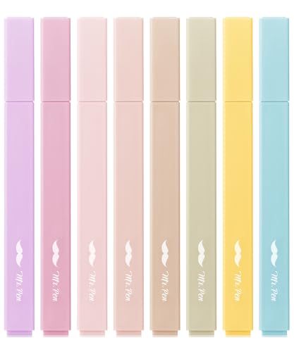 Mr. Pen- Aesthetic Highlighters No Bleed, 8 Pack, Assorted Colors | Chisel Tip, Cute Highlighters Assorted Colors for Journaling, Highlighting, Underlining, Fast Dry, Back to School Supplies - color: Neutral Colors, size: 8 Pack