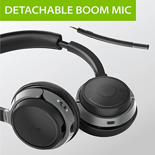 Avantree Alto Clair aptX HD Bluetooth Headset with Microphone, Mute Function, Clear Talking, Hi-Fi Music, Low Latency, Wireless Headphones with Charging Base for Computer, PC, Laptop, Skype, TV