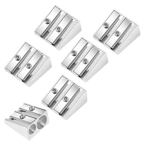 6 Pack, 2 Holes Handheld Metal Pencil Sharpener | Alloy Manual, Durable and Drop-resistant Pencil Sharpener, Pencils of different sizes, Schools, Offices, Homes, Art Projects - color: 6 Pack