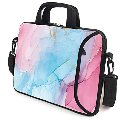 AMARY 13" 13.3" laptop sleeve chromebook case adjustable shoulder strap with handle accessory pocket (Marble) - color: Marble