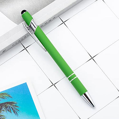 PASISIBICK 12 Pieces Green Ballpoint Pen with Stylus Tip, 2 in 1 Stylus Stylish Pen, Metal Stylus Pen for Touch Screens, Black Ink, 1.0 mm Medium Point.(12 PCS Green) - color: 12 Pcs Green Stylus Pens