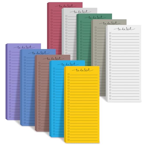Censen 10 Pack 500 Sheets to Do List Notes Daily Checklist Notepad with 50 Sheets Undated Memo Pad Color Block Shopping List Weekly Plan Notepad Organizer Planners(Assorted Color,Lined) - color: Assorted Color, style: Lined