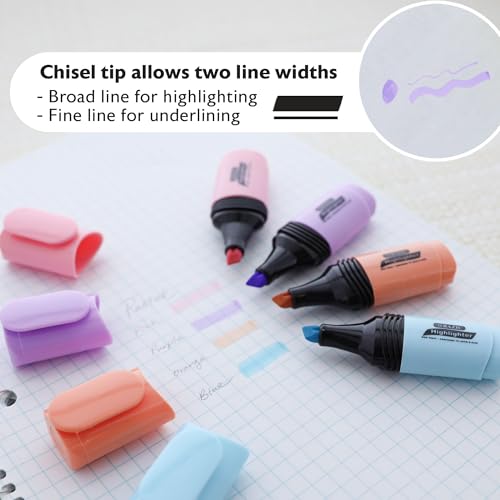 BAZIC PRODUCTS Mini Desk Style Pastel Highlighters, Chisel Tip, 4 Count | Quick-dry, assorted pastel mini desk-style highlighters, compact barrel, non-toxic, ASTM D-4236, odorless - size: 1-Pack