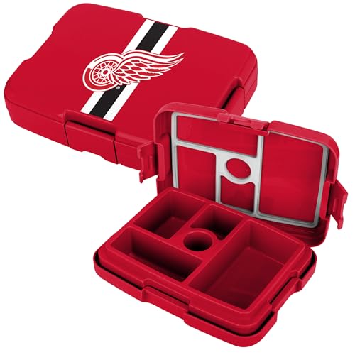 FOCO NHL Unisex-Adult Officially Licensed Team Color Stripe Primary Logo Hockey Leak Proof 5 Compartment Bento Lunch Box - Detroit Red Wings - color: Detroit Red Wings