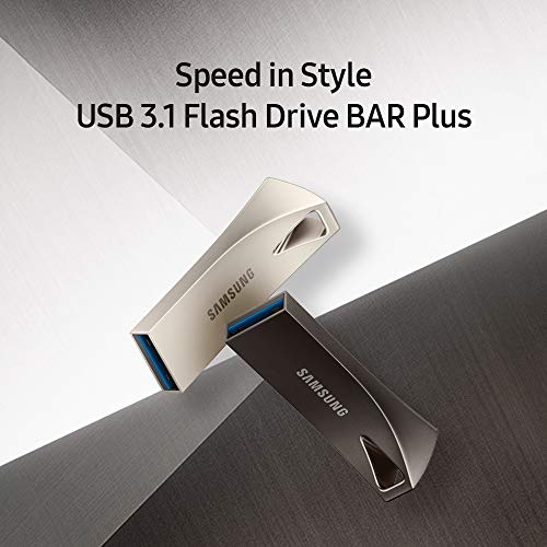SAMSUNG BAR Plus 64GB - 300MB/s USB 3.1 Flash Drive Champagne Silver (MUF-64BE3/AM) - color: Silver, style: 64 GB