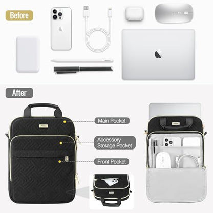 MoKo 13-14 in Puffer Laptop Sleeve Bag for 13-inch New Mac Air M5/Neo A18 Pro, 14-inch Mac Pro M5/M4/M3/M2/M1, 13.8“ Surface, Puffy Laptop Carrying Case with Handle & Shoulder Strap, Black - color: Black, size: 13.3-14 Inch