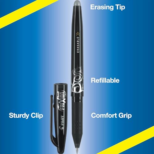 Frixion Ball Stick Erasable Gel Pens Fine Point (.7mm) Black Ink 4-pk; Bundle with Plastic Reusable Pouch - size: 4-pack
