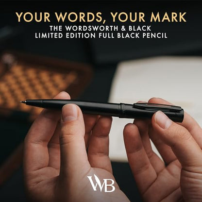 Wordsworth and Black Mechanical Pencil Graphite Lead- Stunning Luxury Metal Pencil, All Black Lacquer Finish, 0.7mm Led, Best Gift Set for Men & Women, Professional Executive Office Pencils - color: All Black