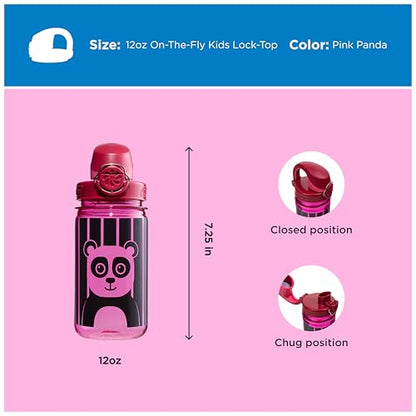 Nalgene Kids' 12 oz On The Fly Lock-Top Water Bottle, Pink Panda - color: Pink Panda, size: 12 Ounces