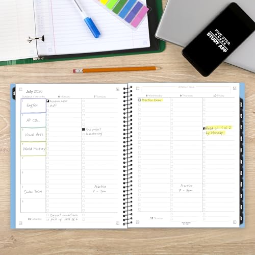 Five Star Planner 2026-2027 Weekly & Monthly Academic 12-Month July-June Advance Student Planner + Study App, 8-1/2" x 11", Blue (CAW65920) - color: Blue, size: Letter (8.5 x 11 inches), style: 2026-2027